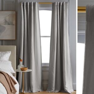 NWT QUINCE Set of 2 48x84 European Linen Room Darkening Curtains Cloud 4757